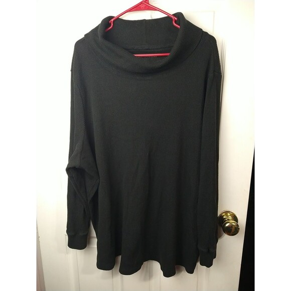 Woman Within 3X Black Waffle Knit Turtleneck Pullover Long Sleeve Casual - Picture 1 of 9